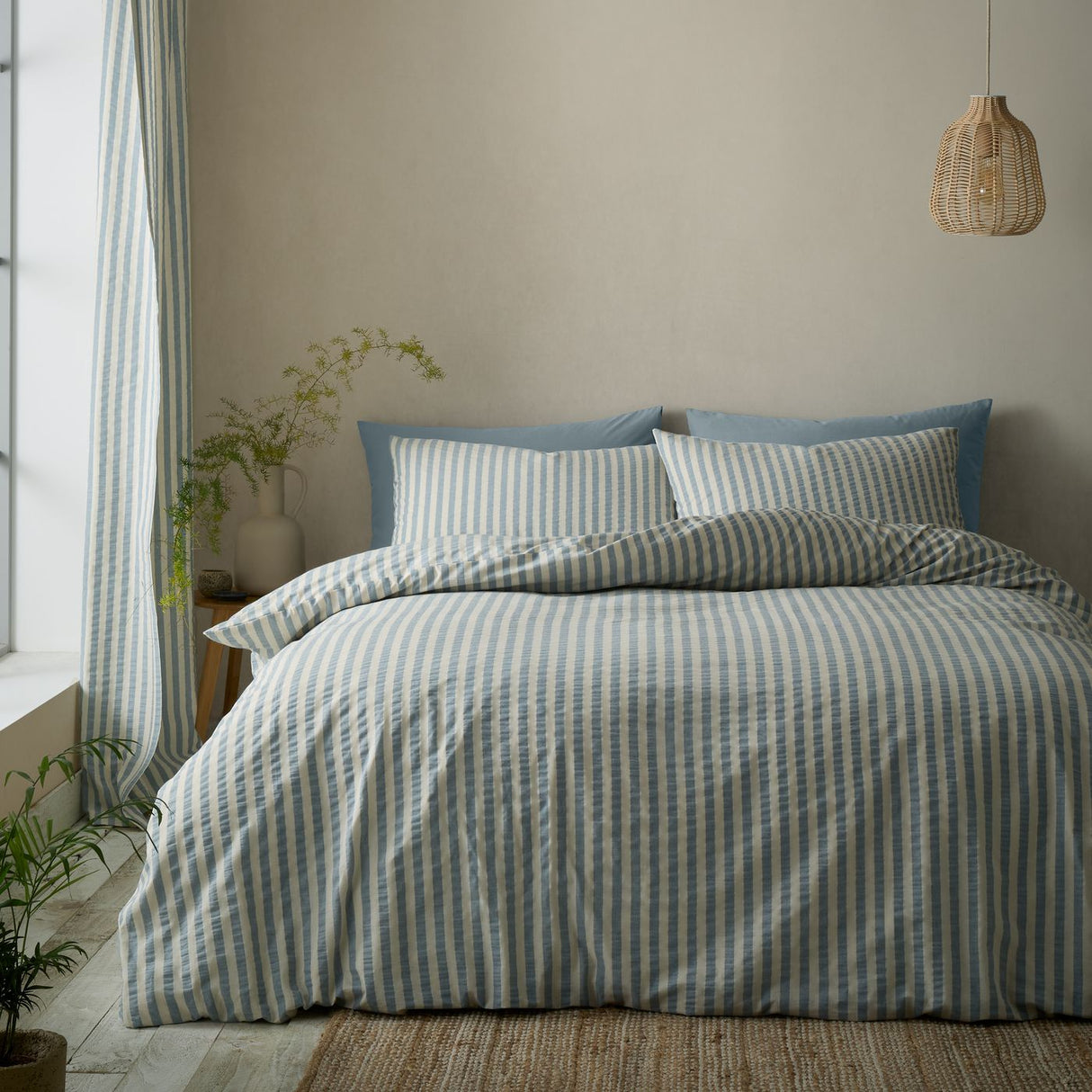Pineapple Elephant Woven Stripe Duvet Cover Set - Green