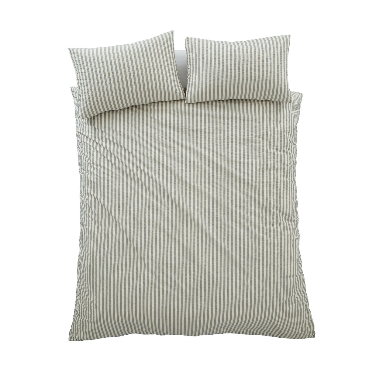 Pineapple Elephant Cotton Rich Woven Stripe Duvet Cover Set with Pillowcase Grey