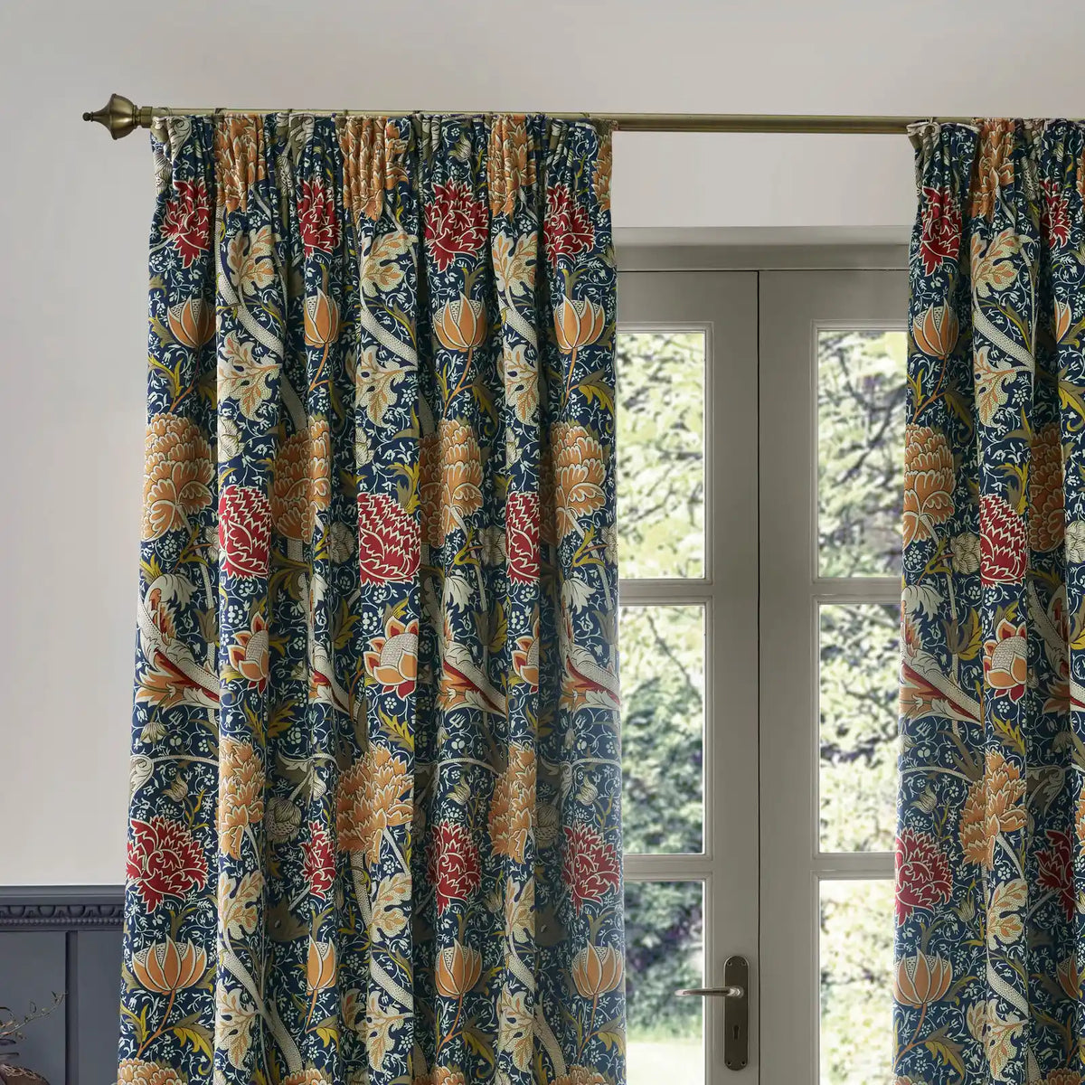 Cray Indigo / Berry Velvet Thermal Blackout Dimout Pencil Pleat Curtains - additional product view 2