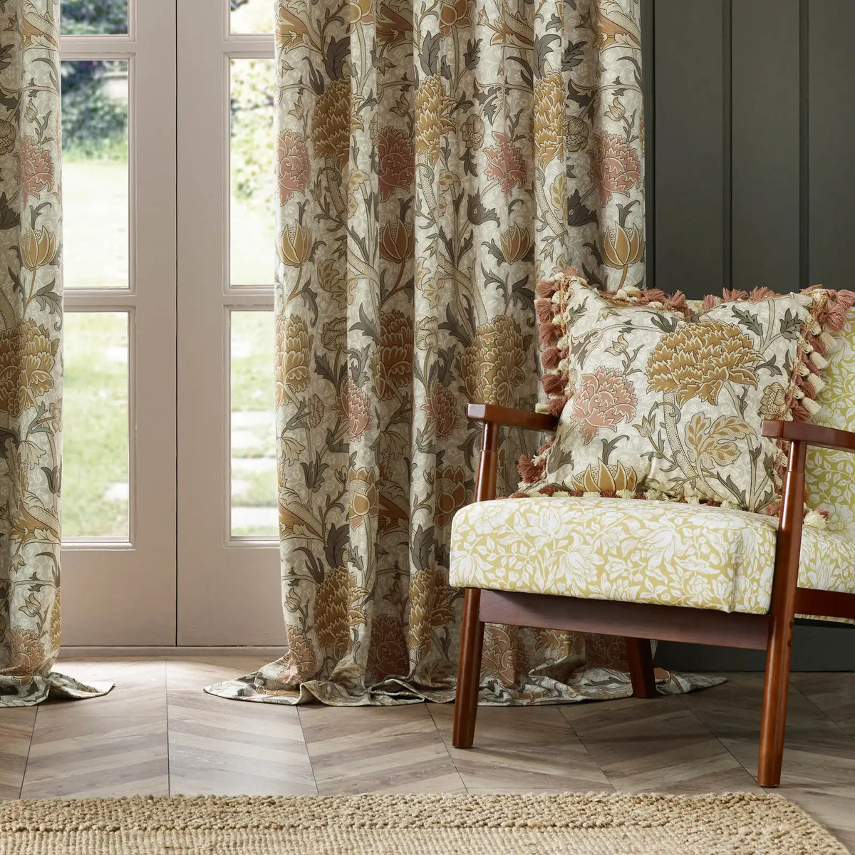 Cray Stone / Clay Velvet Thermal Blackout Dimout Pencil Pleat Curtains - additional product view 3