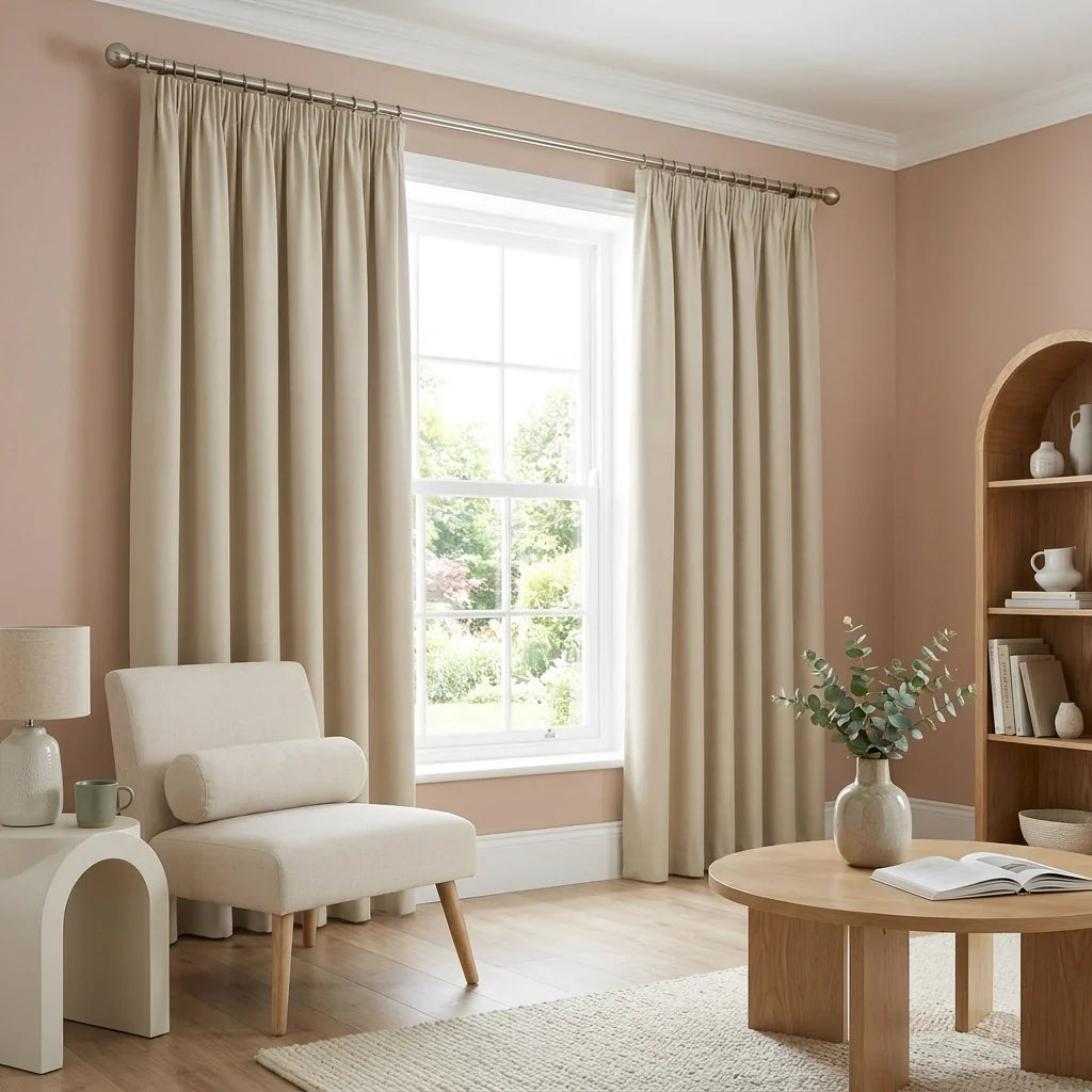 Essential 95% Cream Thermal Blackout Pencil Pleat Curtains
