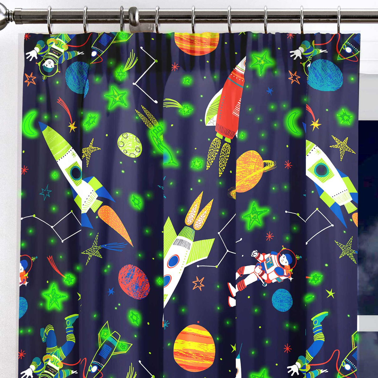 Supersonic Kids Tape Top Curtains by Bedlam