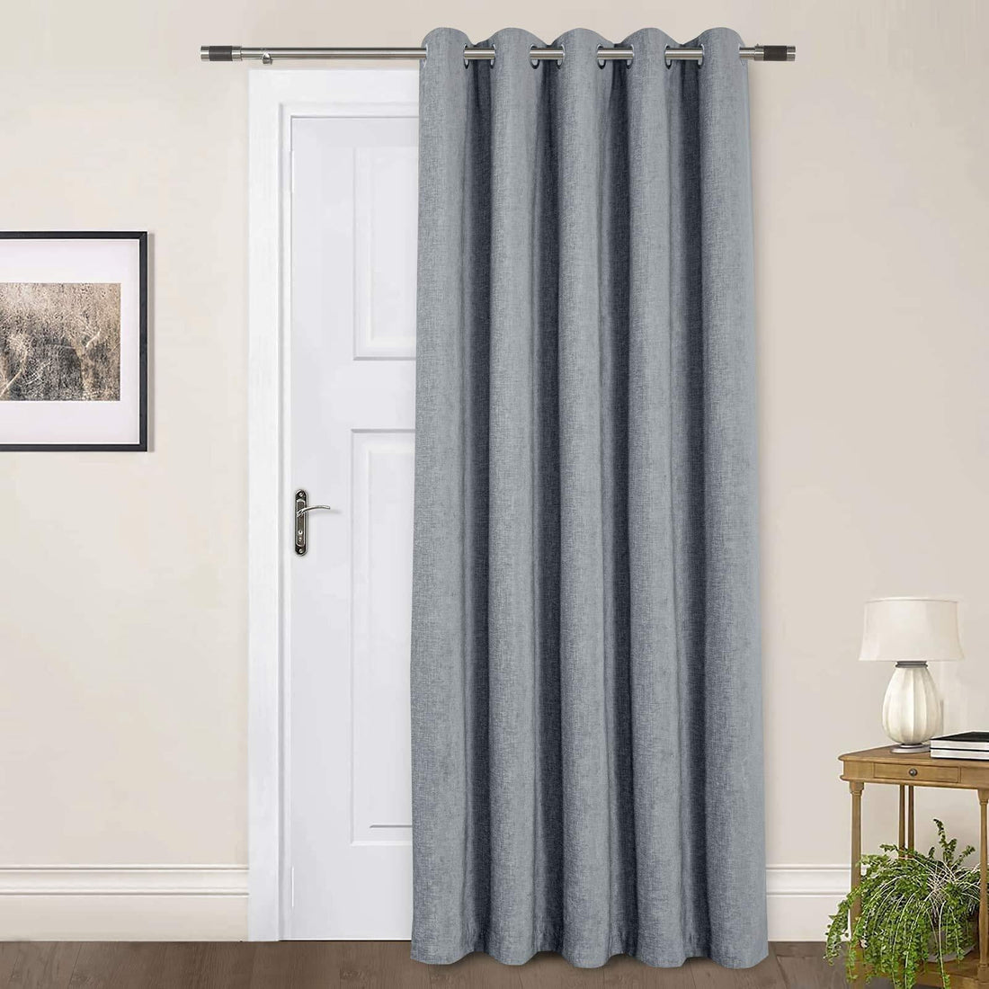 Amberley Nickel Chenille Thermal Door Curtain 66 x 84 Inch Heavyweight