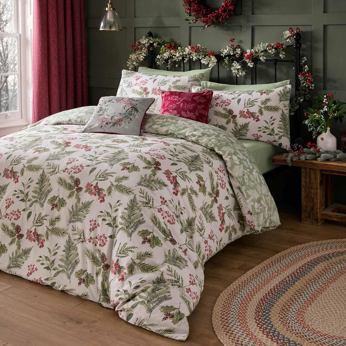 Winter Sprigs Brushed Cotton Duvet Cover Set