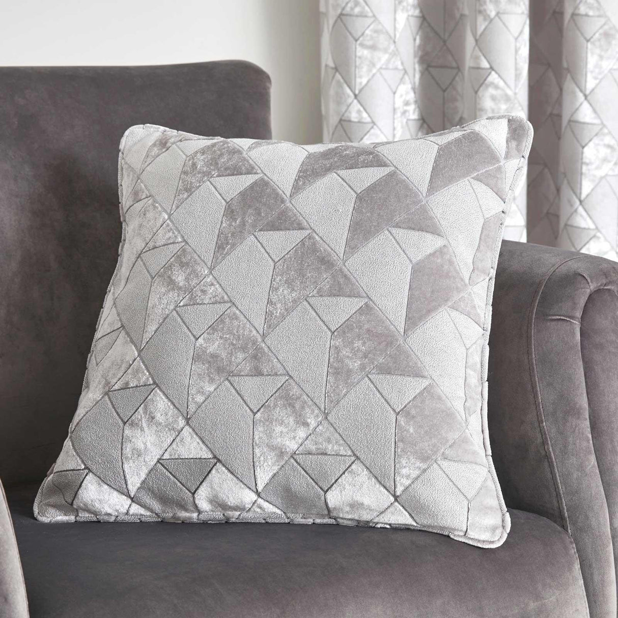Appletree Loft Quentin Silver Velvet Cushion Cover