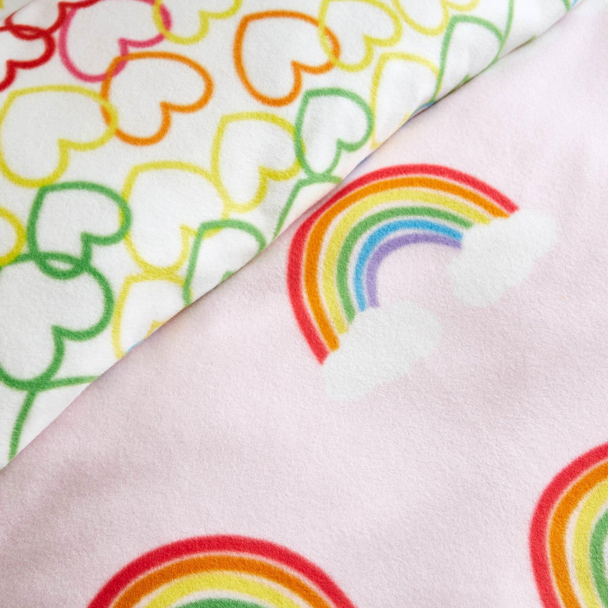 Rainbow Hearts Fleece Duvet Cover Set by Catherine Lansfield