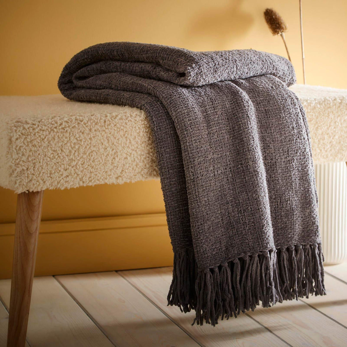 Textured Chenille Throw Blanket 130cm x 180cm by Appletree Loft