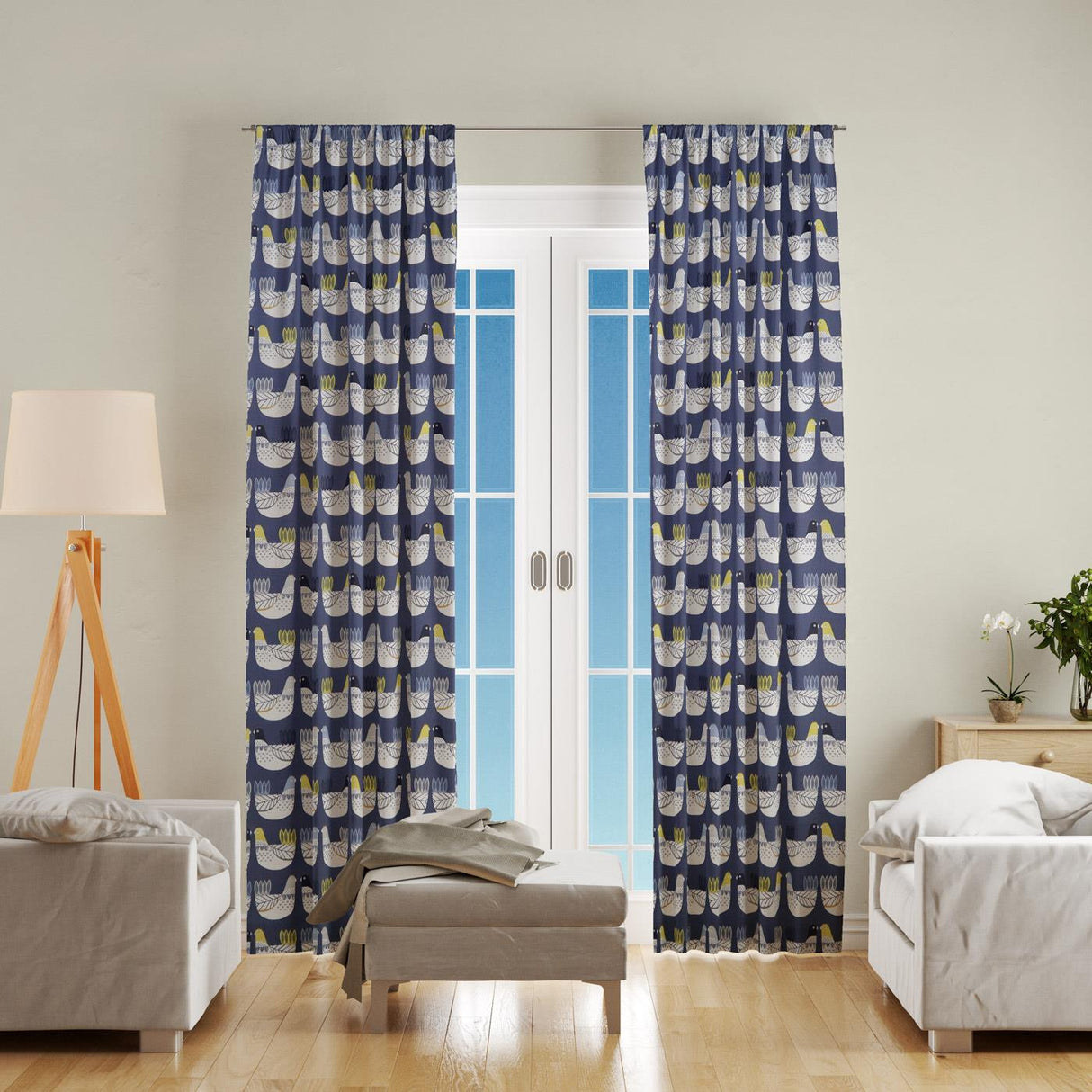 Cluck Cluck Ochre Made To Measure Curtains by Style Furnishings