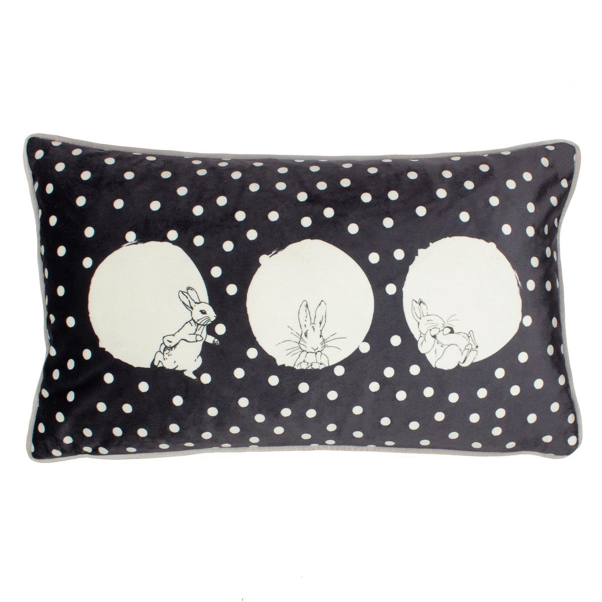 Spot Me Peter Rabbit™ Rectangular Cushion Charcoal by Paoletti 2