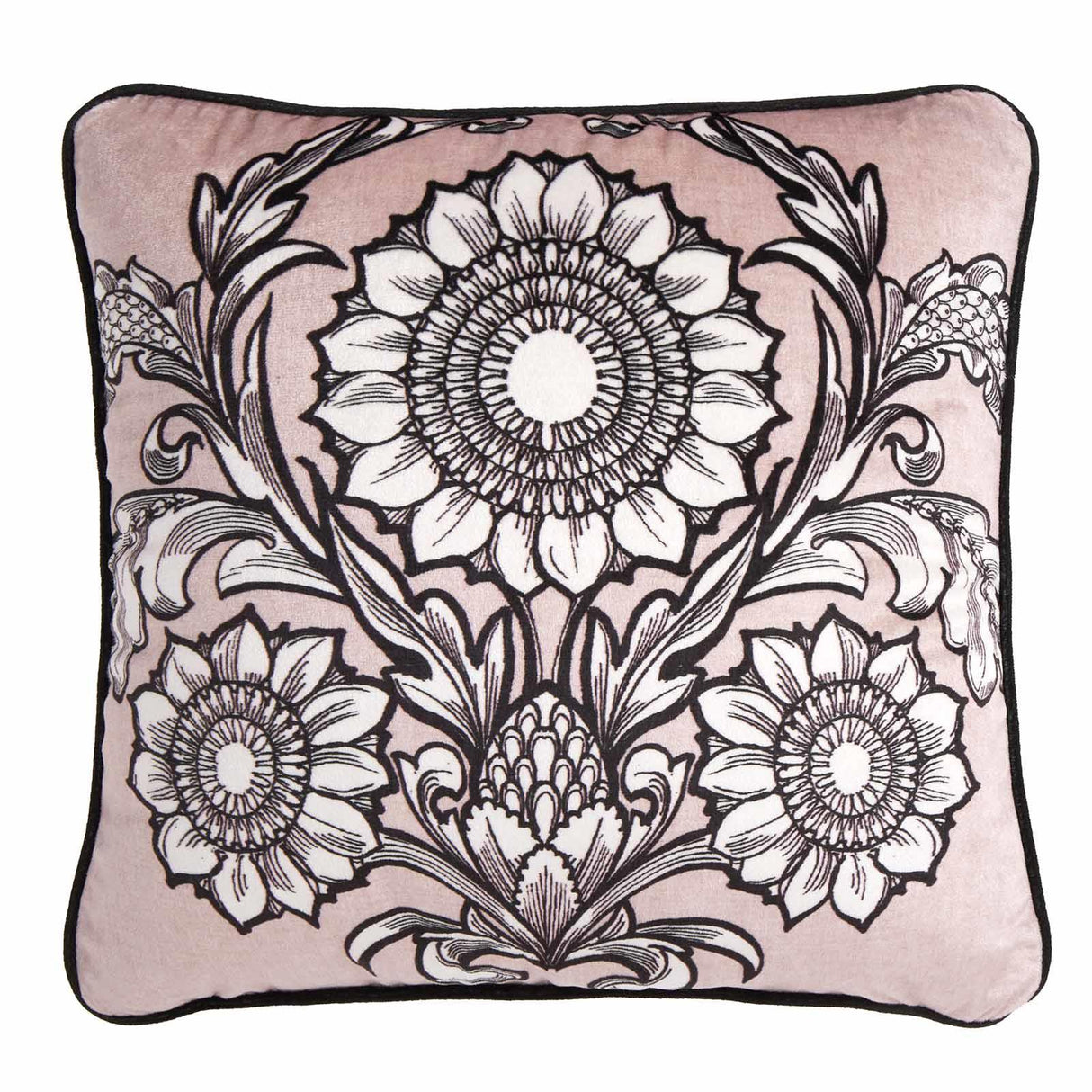 Laurence Llewelyn-Bowen Romilly Floral Velvet Cushion Cover Natural 2
