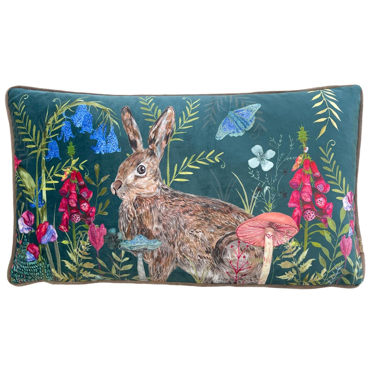 Willow Rabbit Velvet Cushion Cover 12" x 20" by Wylder 2
