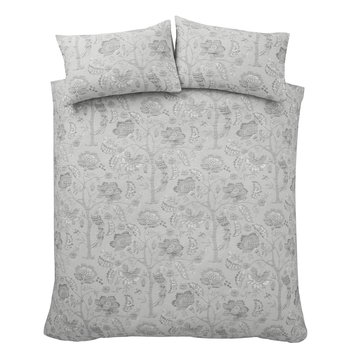 Elena Floral Jacquard Grey Duvet Cover Set
