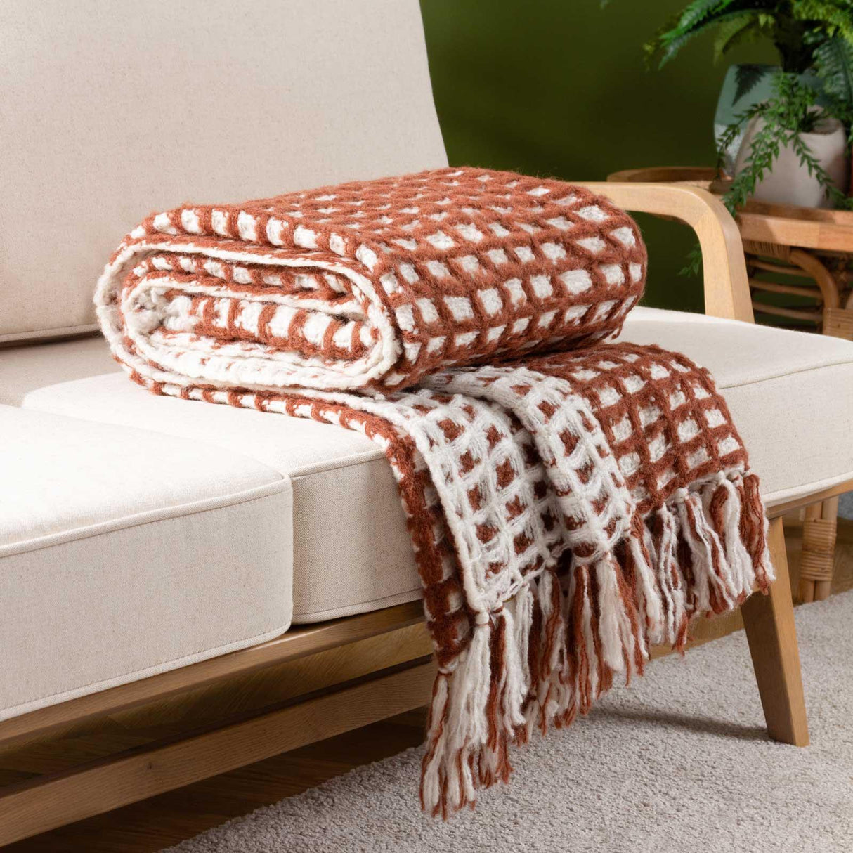 Toasty Waffle Throw Blanket 130cm x 170cm by furn.