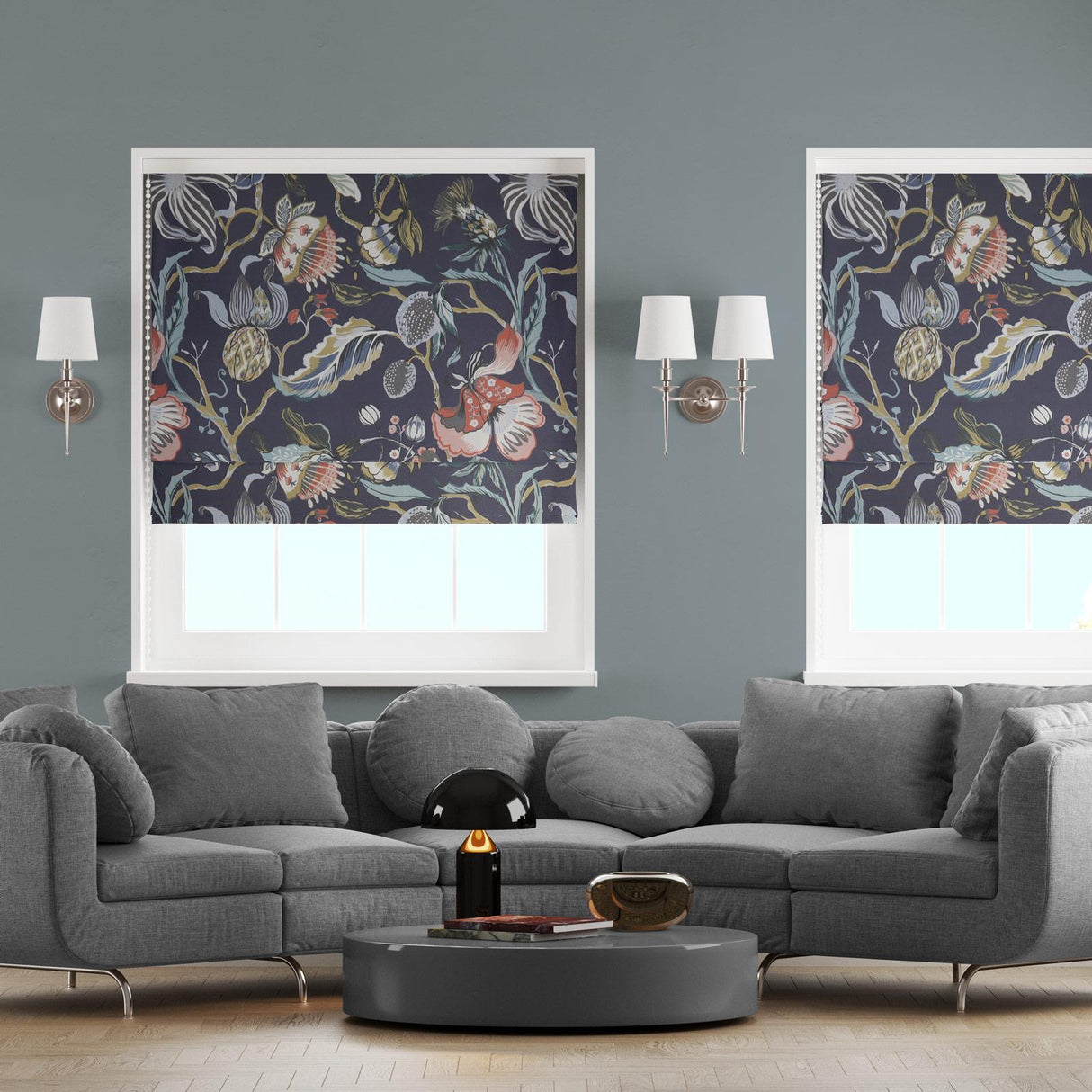 Morris Midnight Made To Measure Roman Blind by Style Furnishings