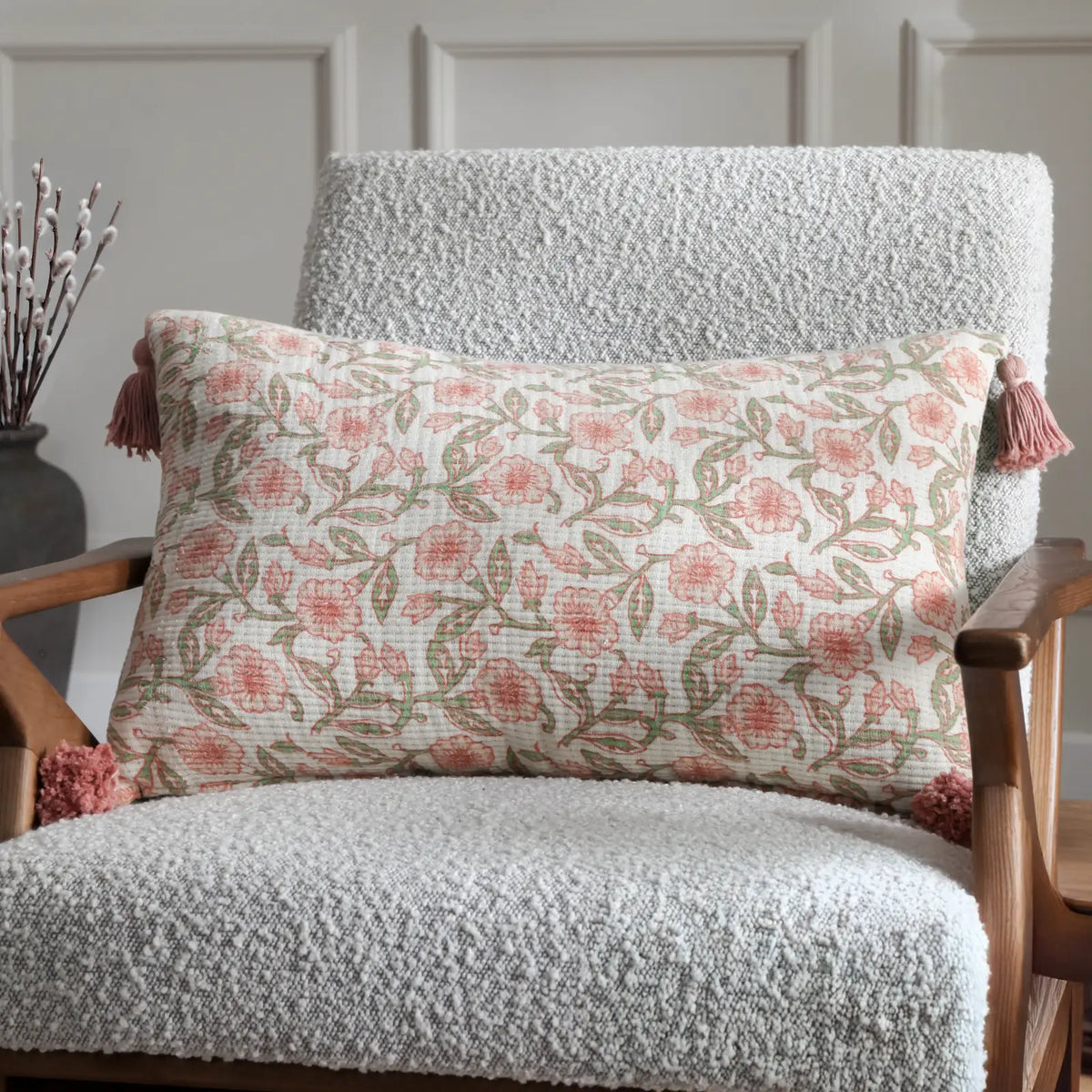 Delphine 100% Cotton Coral Cushion Cover or Filled Cushion - additional product view 1