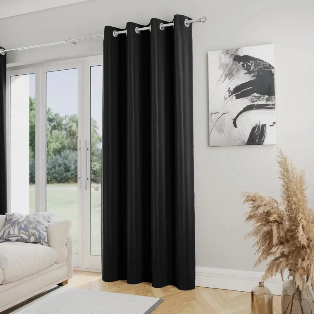 Supersoft Lined Eyelet Black Thermal Dimout Door Curtain s