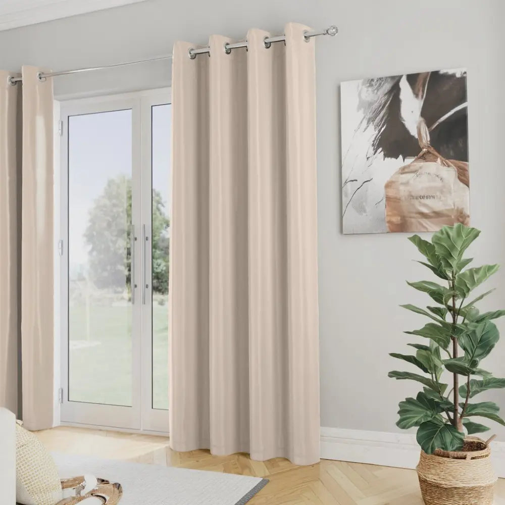 Supersoft Lined Eyelet Beige Thermal Dimout Door Curtain s