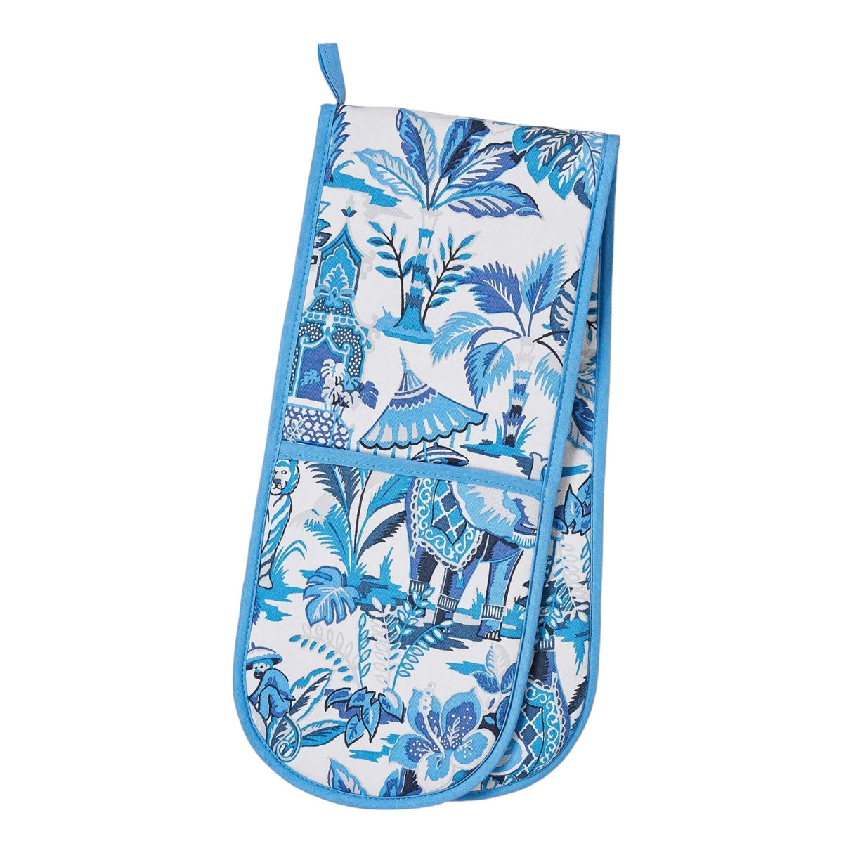 India Blue Luxury Cotton Double Oven Glove Oven Gloves Ulster Weavers