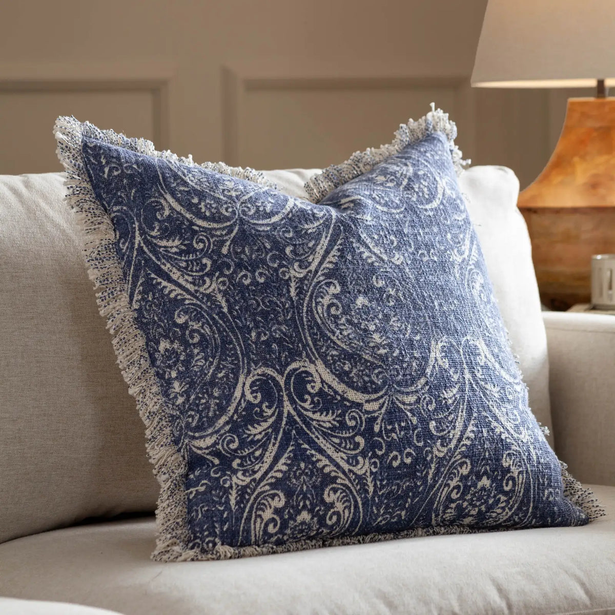 Durelle 100% Cotton Delph Blue Cushion Cover or Filled Cushion 50cm x 50cm - additional product view 1