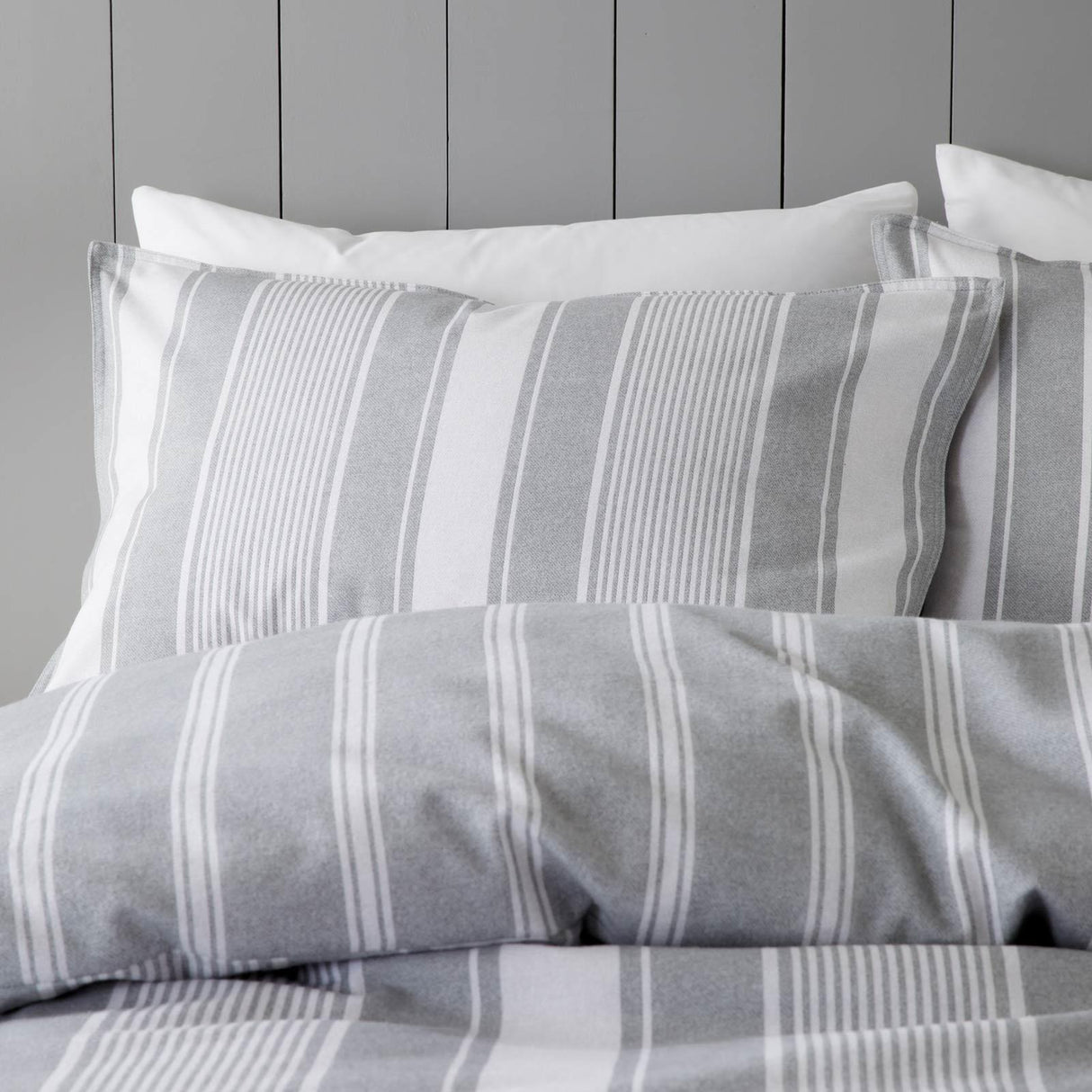 Brushed Cotton Flannelette Ticking Stripe Duvet Cover Set by Bianca
