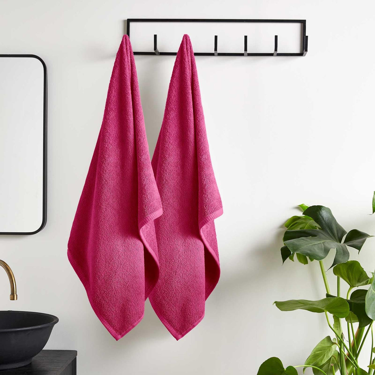 Catherine Lansfield Quick Dry 400gsm 2 Piece Bath Sheet Towel Bale - Hot Pink