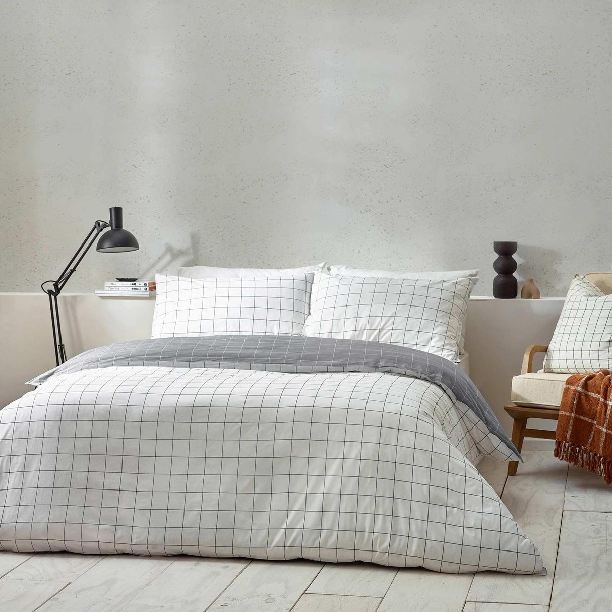 Howarth Check White + Black Duvet Cover Set