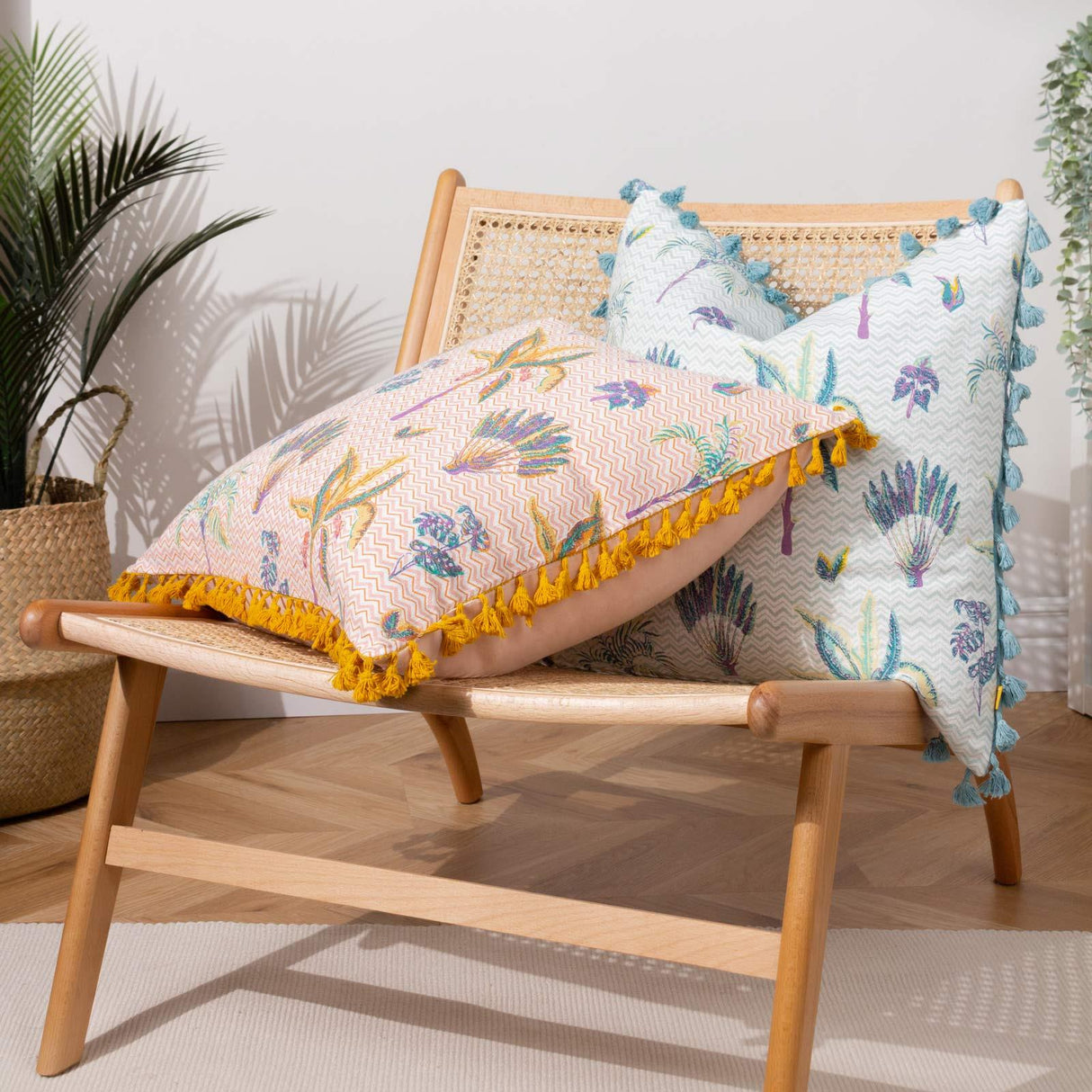 Chamae Floral Tasselled Cushion Cover 20" x 20" by furn.