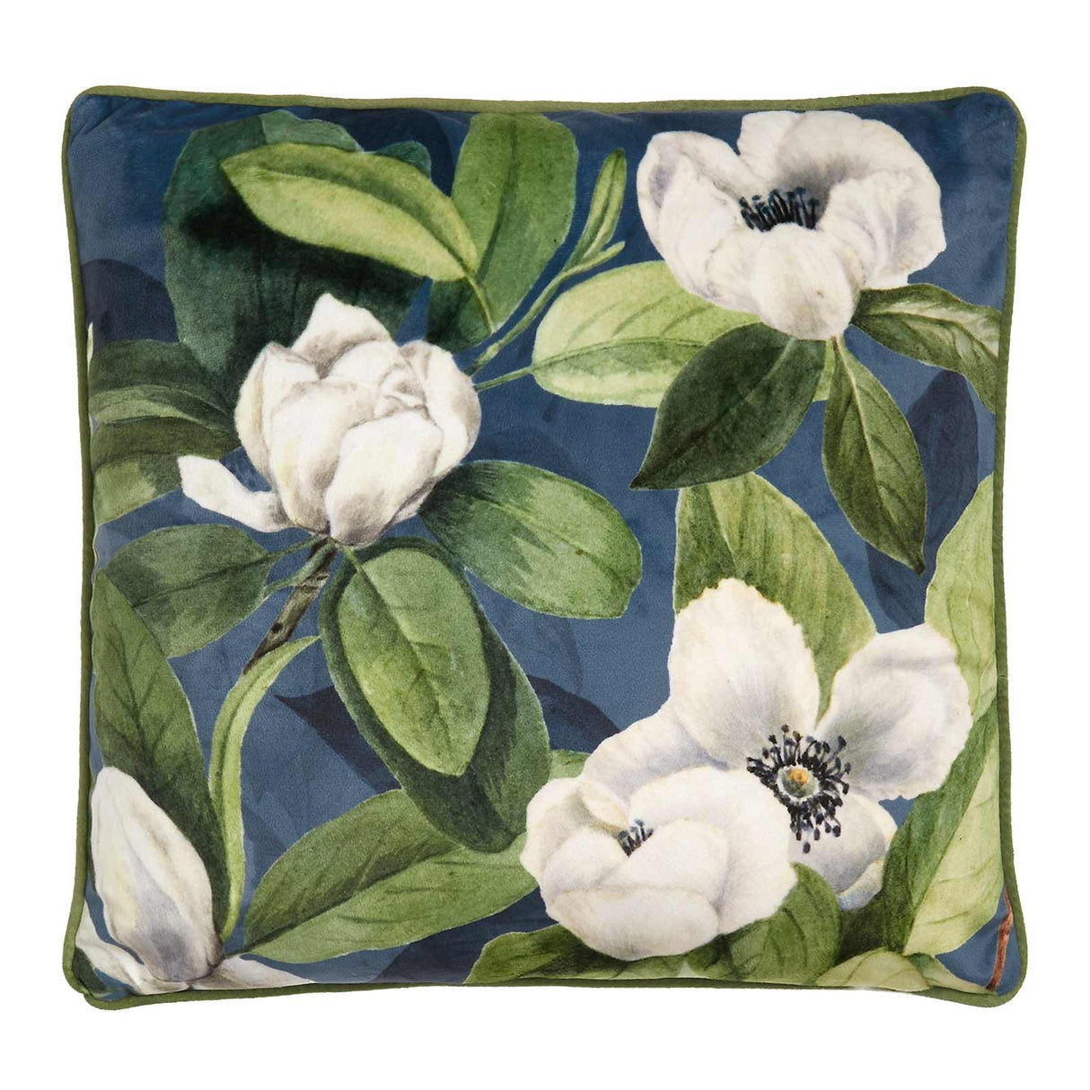 UW Home Alaya Floral Velvet Teal Filled Cushion 2
