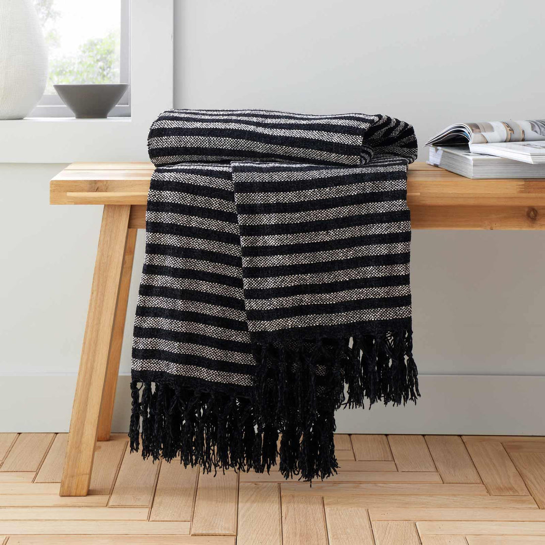 Catherine Lansfield Stripe Cosy Throw Blanket 130cm x 170cm