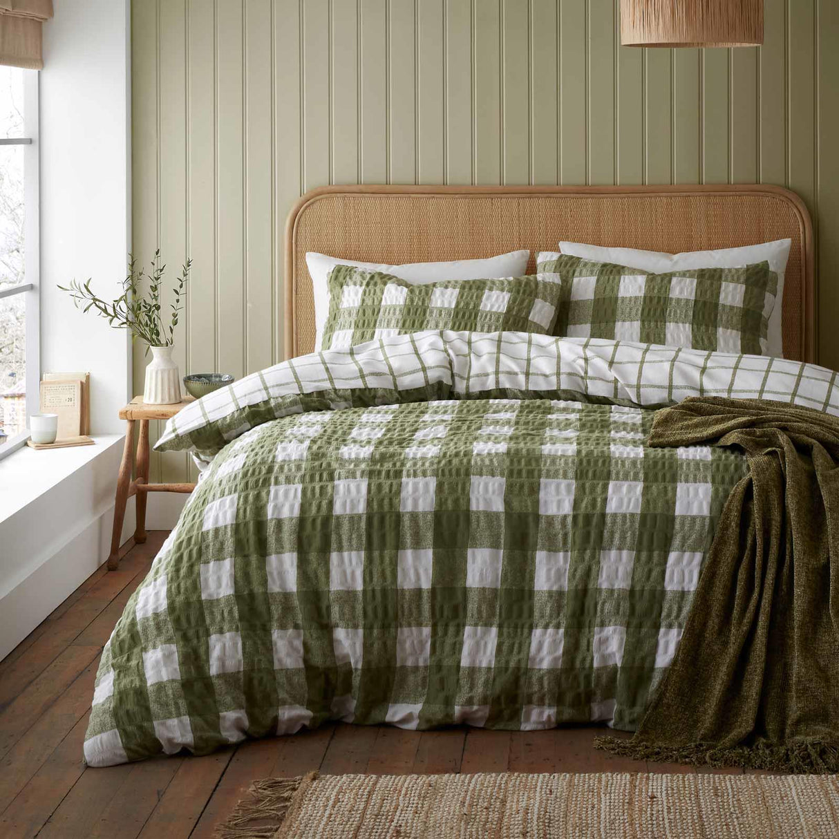 Brushed Seersucker Gingham Duvet Cover Set by Catherine Lansfield