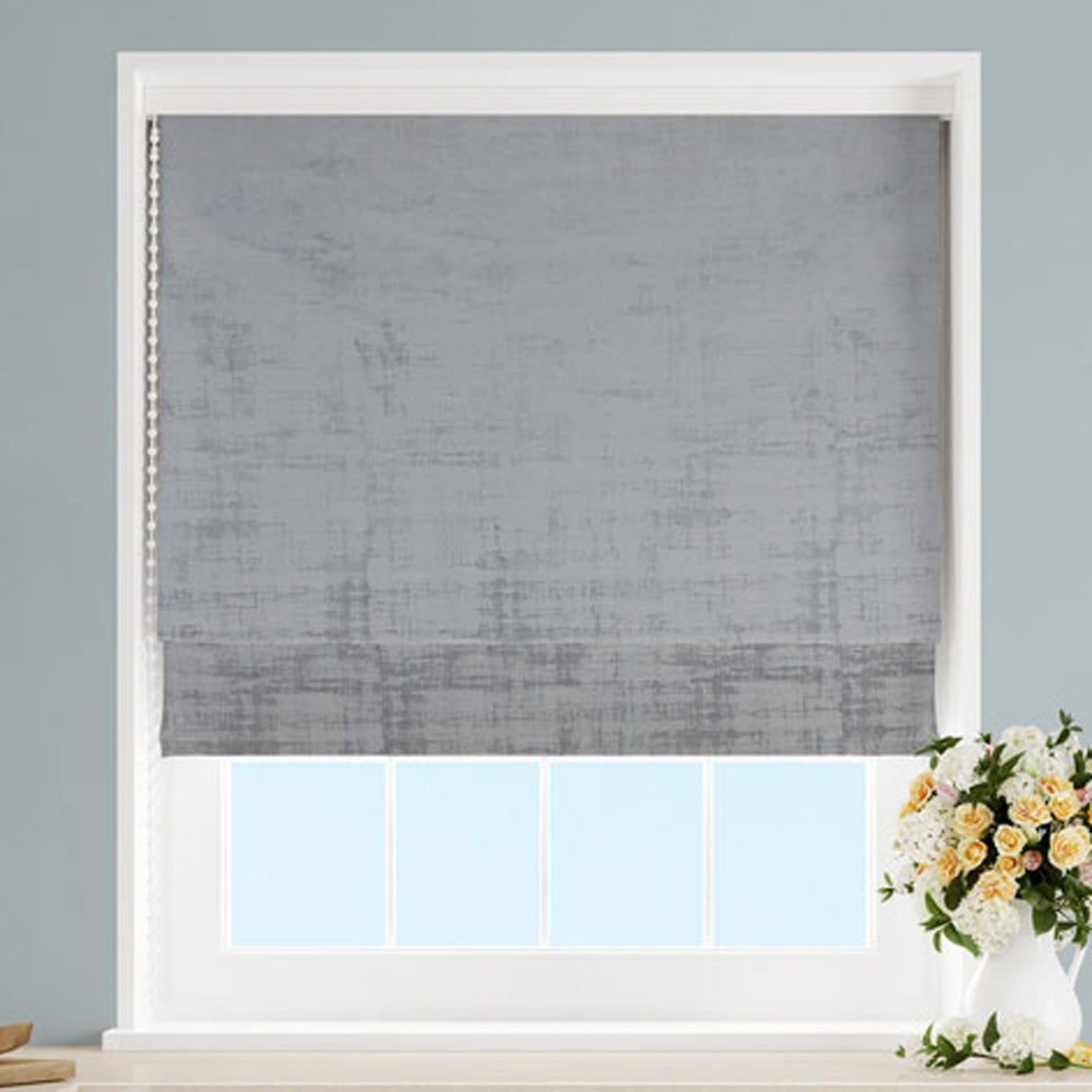 Azurite Smoke Made To Measure Roman Blind by Style Furnishings