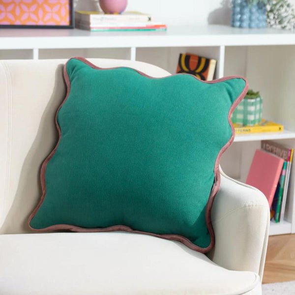 Wiggle Velvet Reversible Cushion Green + Pink