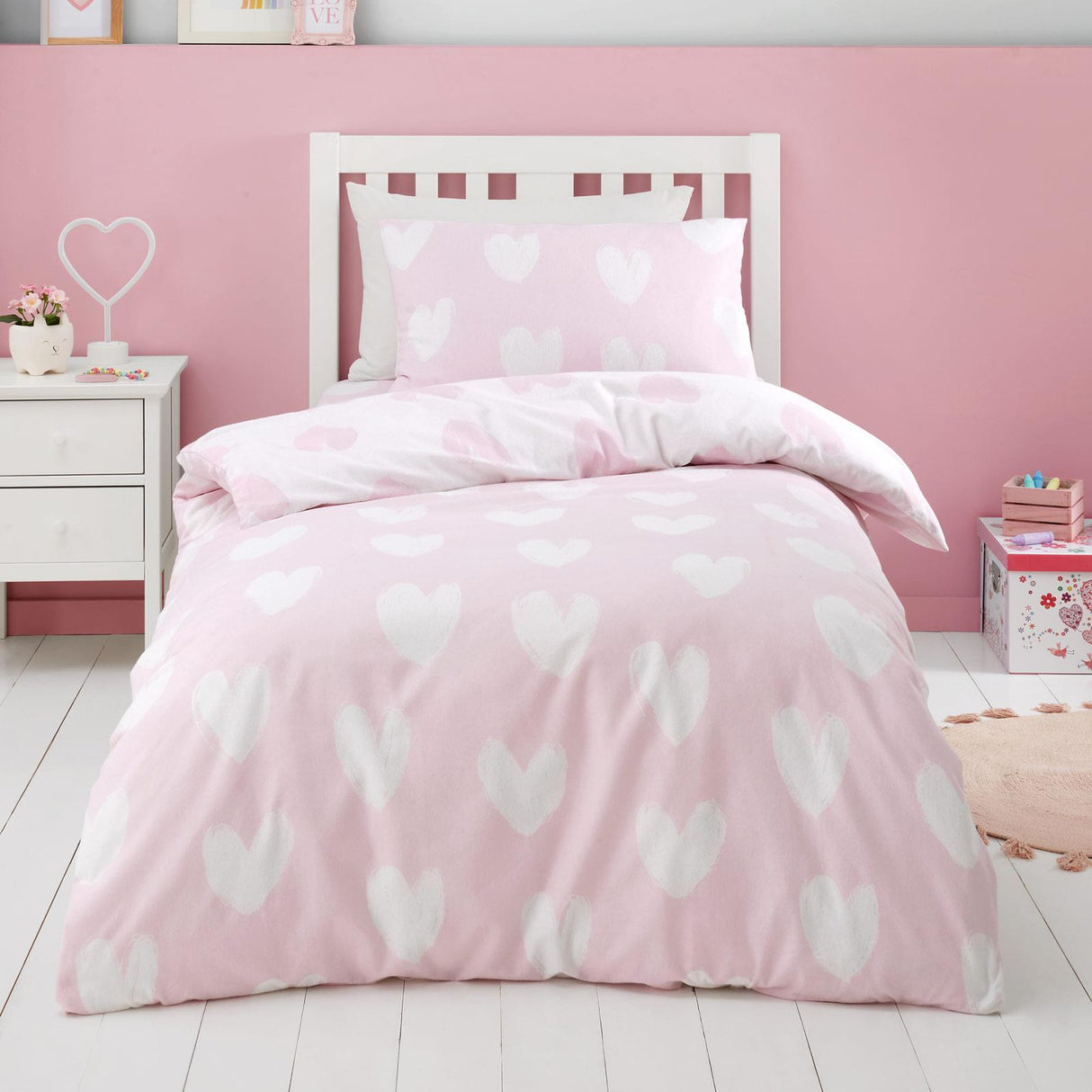 Brushed Hearts Duvet Cover Set by Catherine Lansfield