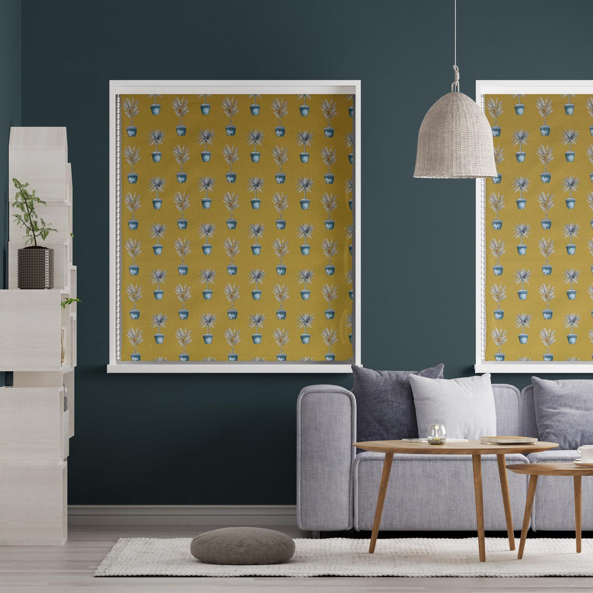 Greenhouse Pots Ochre Made To Measure Roman Blind by Style Furnishings