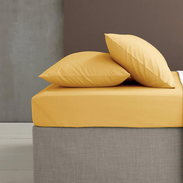 Easy Iron Percale Fitted Sheet Ochre - Ideal