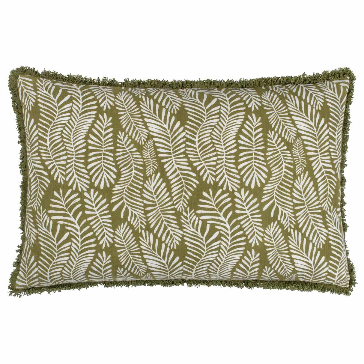 Frond Rectangular Cushion Olive by furn.