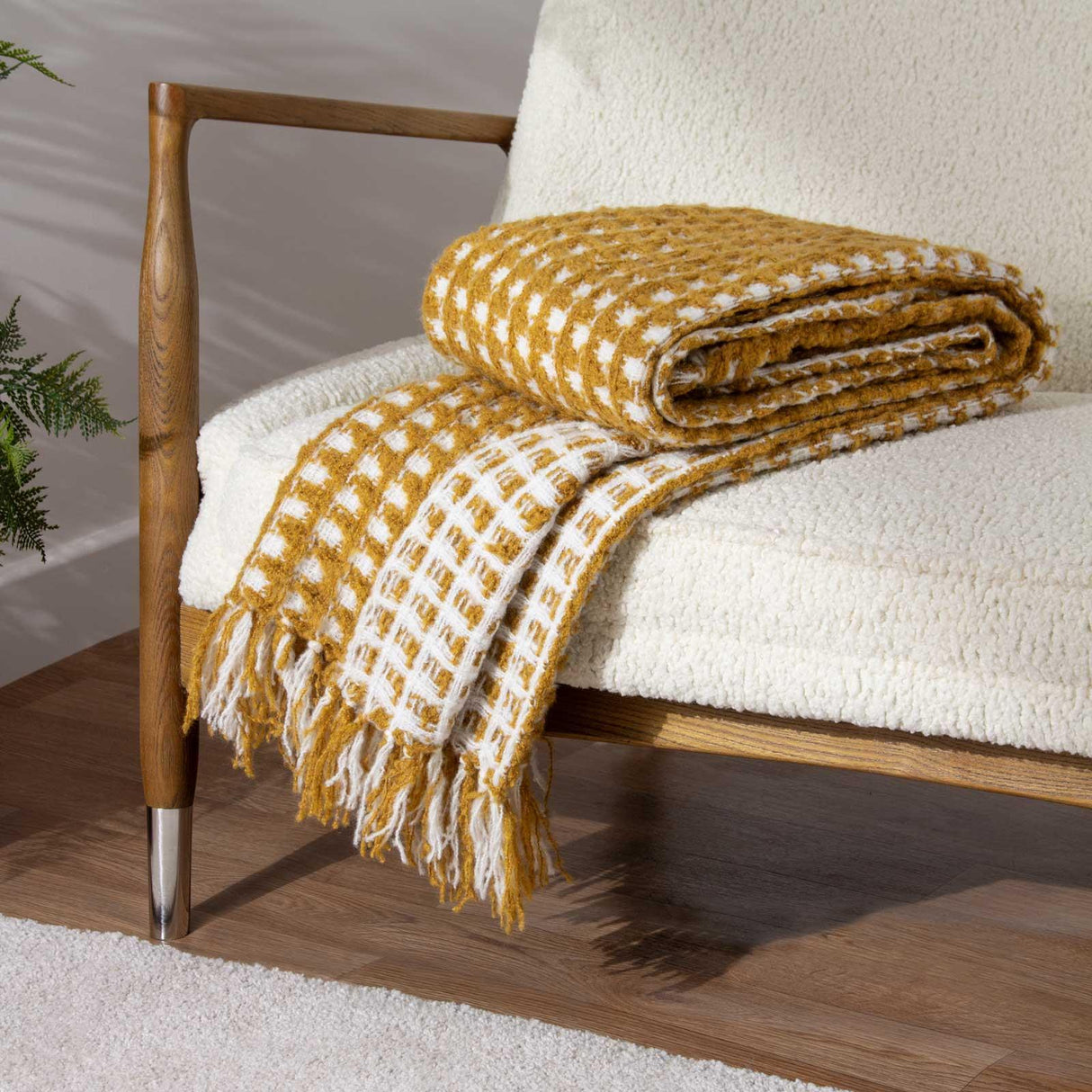 Toasty Waffle Throw Blanket 130cm x 170cm by furn.