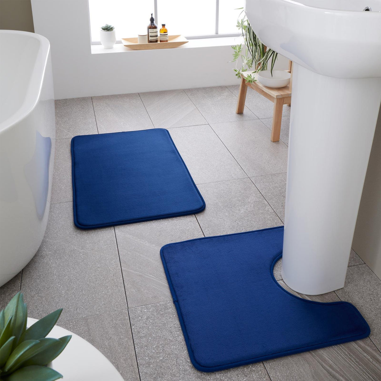 Anti-Bacterial Memory Foam Bath Mat & Pedestal Bathroom Set by Catherine Lansfield