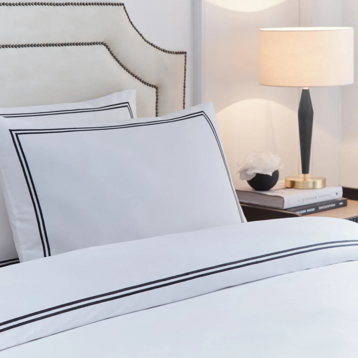 Elara Embroidered 100% Cotton Duvet Cover Set Black - image 3