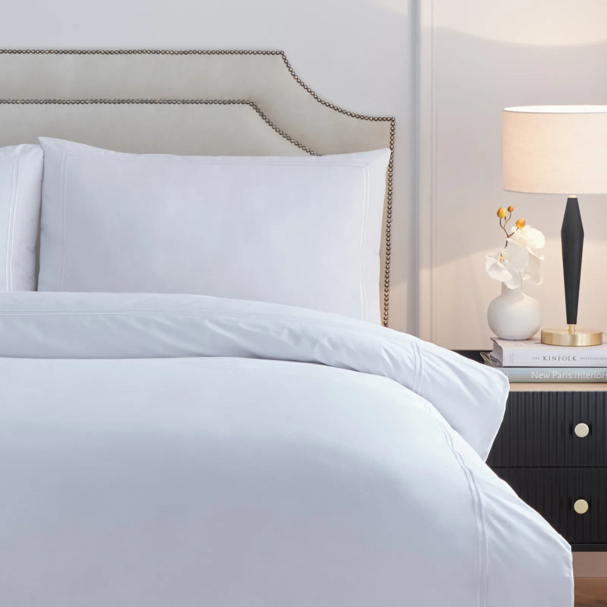 Elara Embroidered 100% Cotton Duvet Cover Set White - image 4
