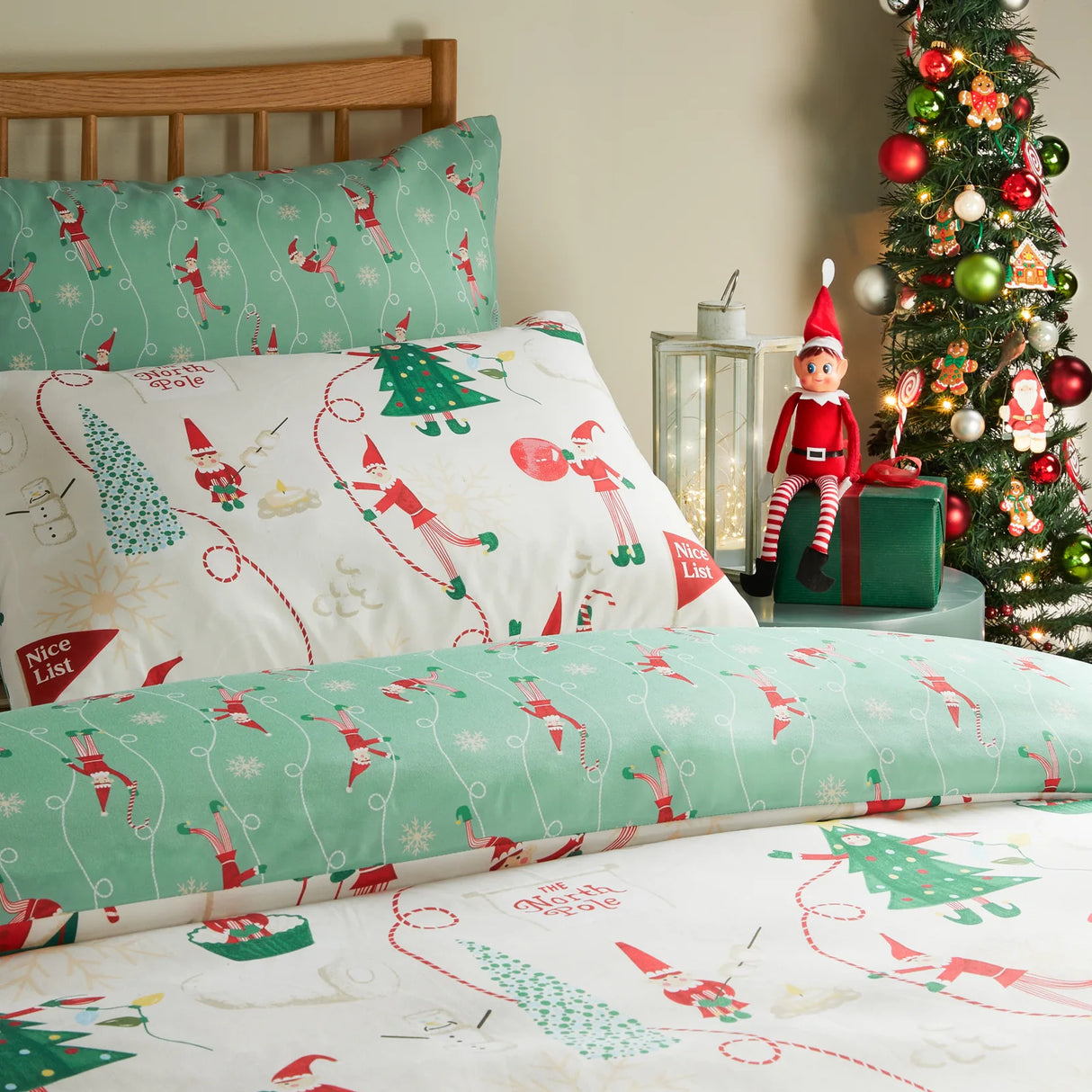 Elfie Printed Soft Touch Duvet Cover Set Cream/Mint - image 3