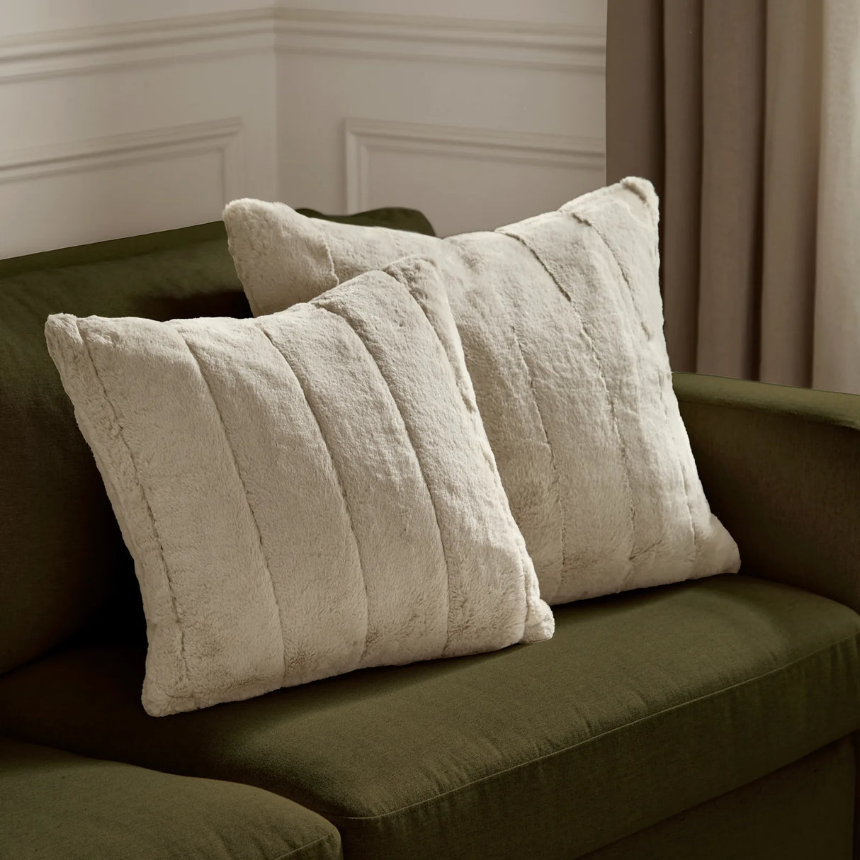 Empress Faux Fur Cushion Cover Oatmeal - image 6