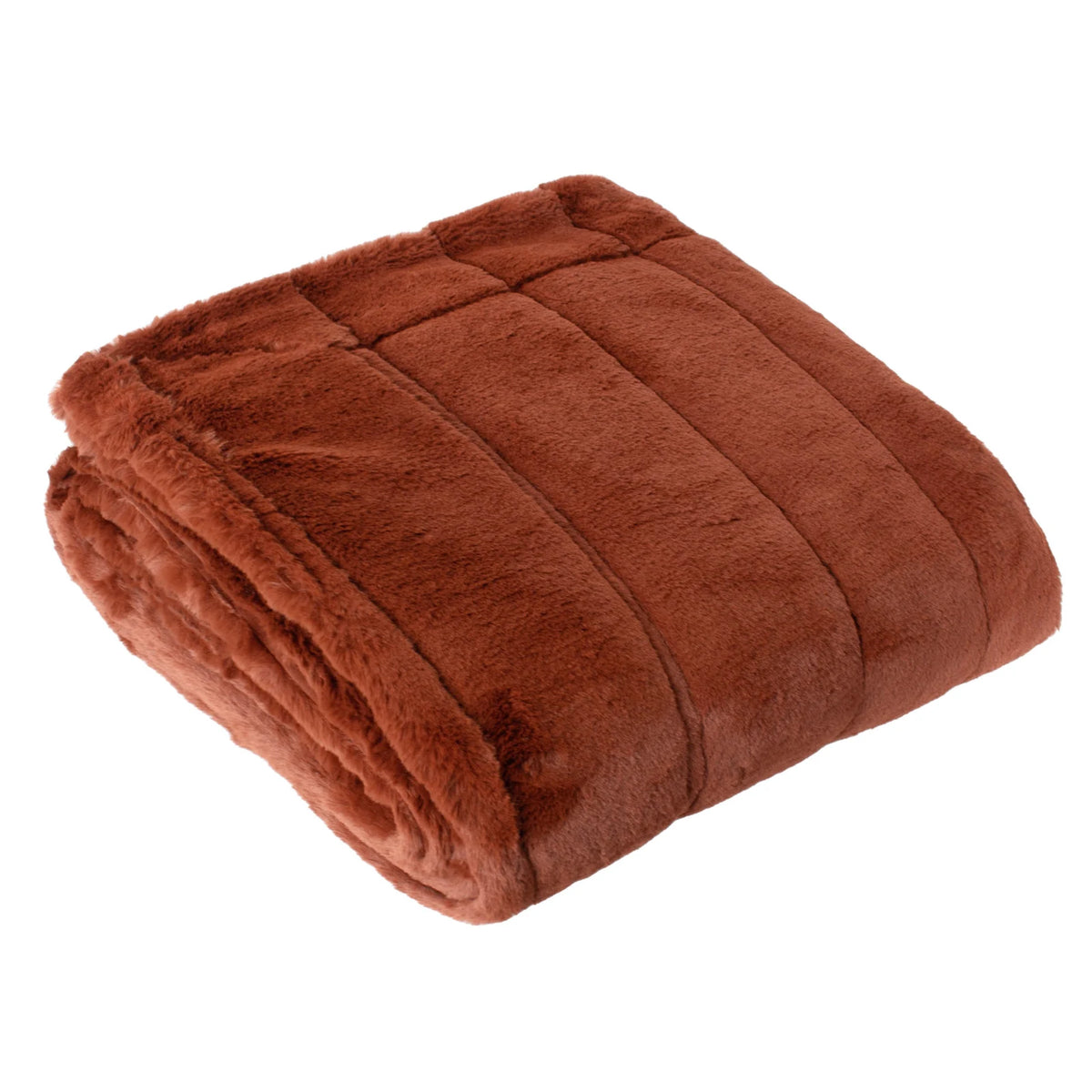 Empress Faux Fur Reversible Rust Velvet Throw Blanket 130cm x 180cm / 140cm x 200cm - additional product view 2