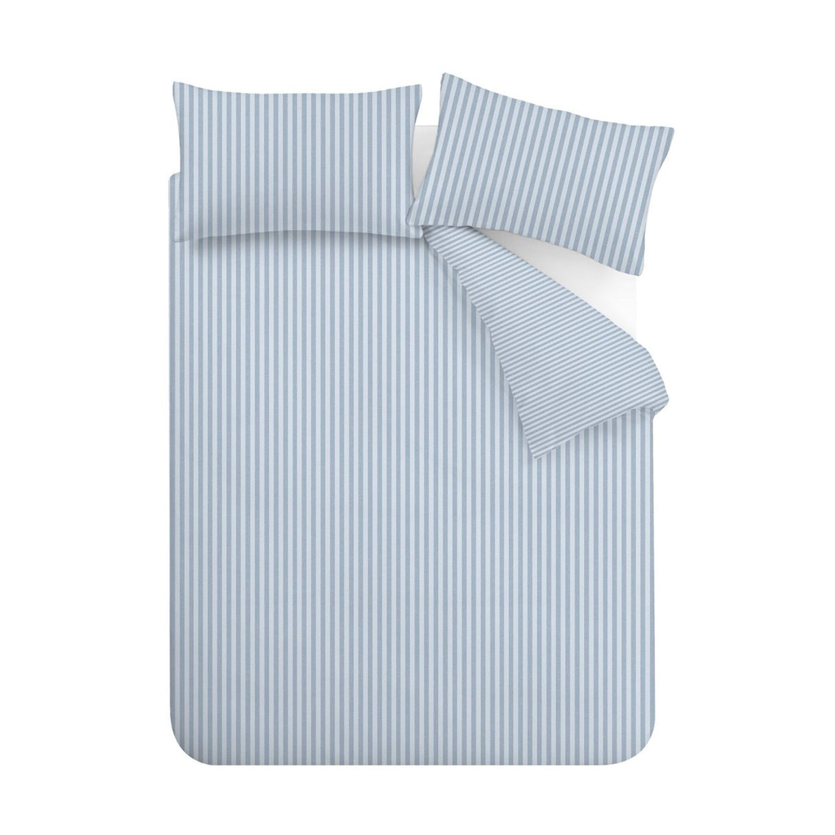 Catherine Lansfield Epping Textured Stripe Reversible Duvet Cover Set with Pillowcase Blue