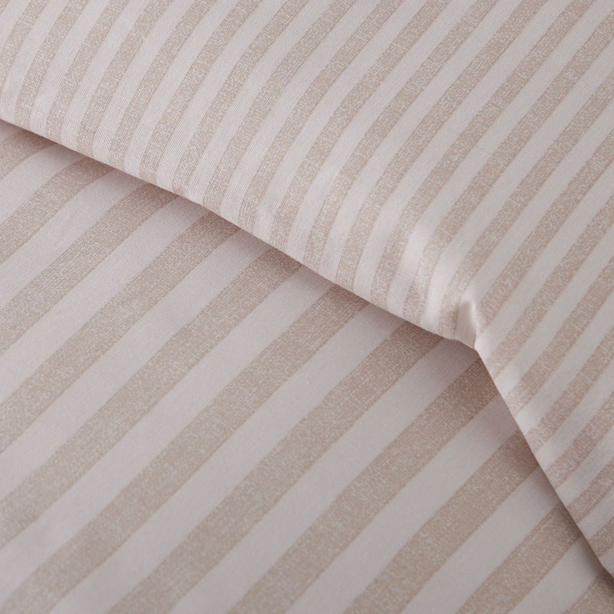 Catherine Lansfield Epping Textured Stripe Reversible Duvet Cover Set with Pillowcase Natural