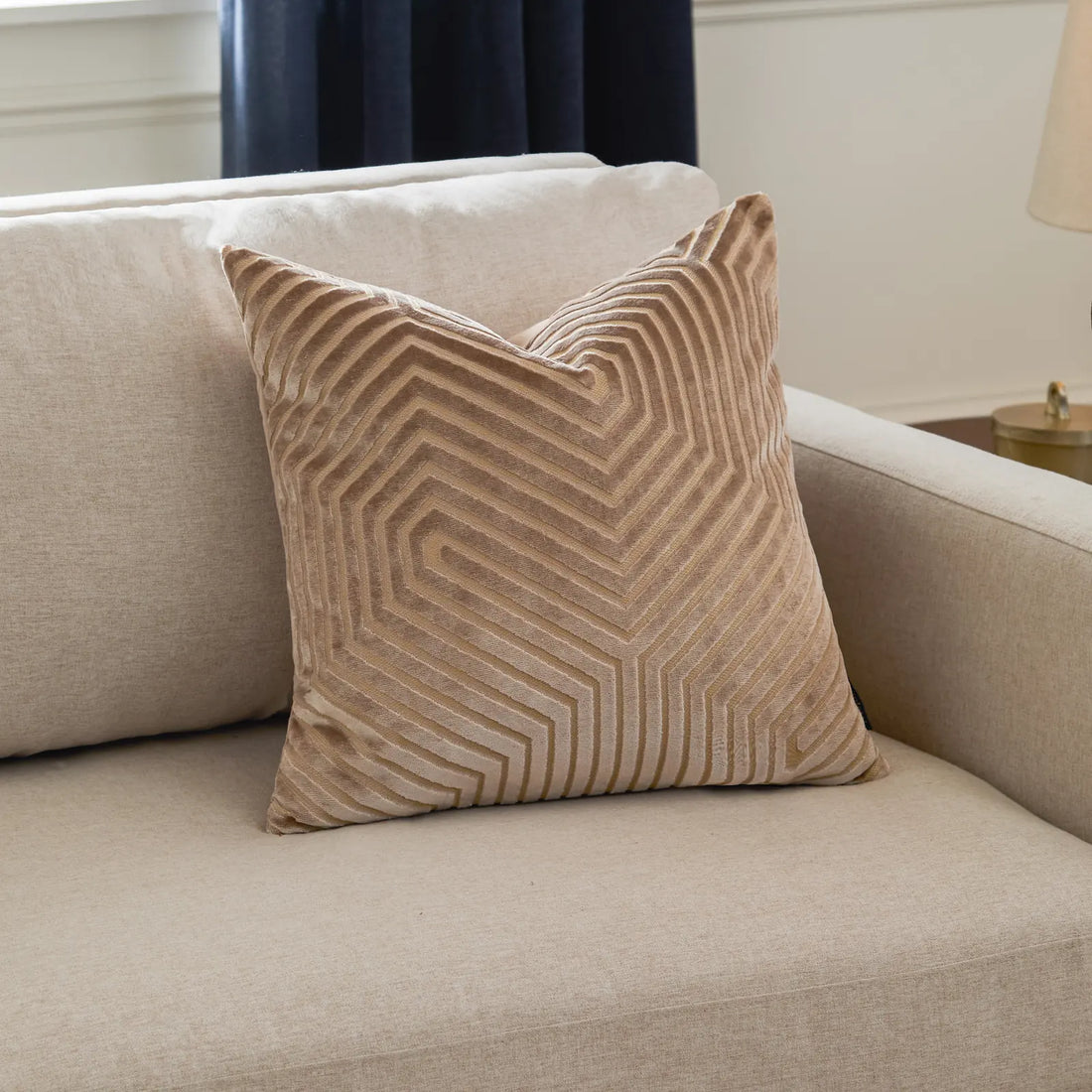 Evoke Cut Velvet Cushion Cover Mink