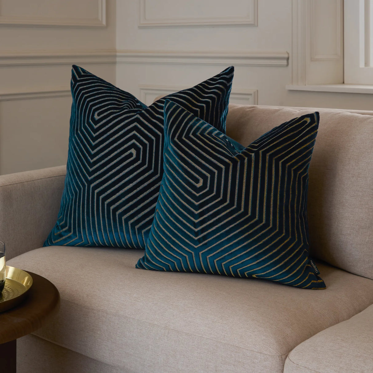 Evoke Cut Velvet Cushion Cover Navy 55 x 55cm - image 6