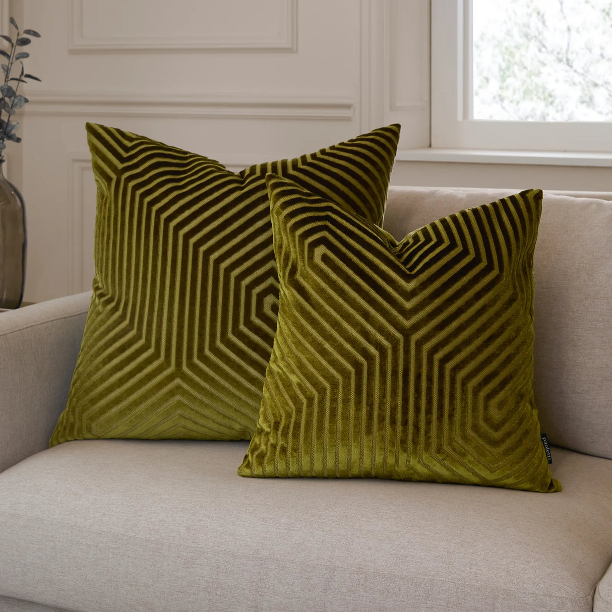 Evoke Cut Velvet Cushion Cover Olive - image 6