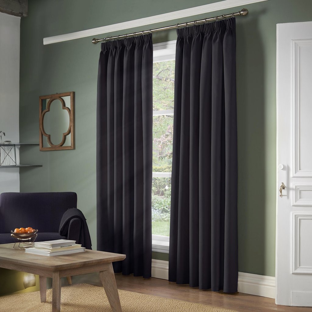 100% Blackout Tape Top Pencil Pleat Curtains by Alan Symonds