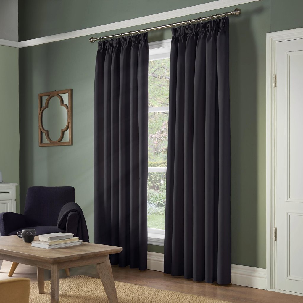 Chenille Blackout Tape Top Pencil Pleat Curtains by Alan Symonds